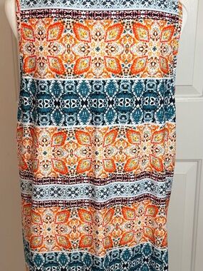 AB Studio Orange Teal Patterned Tank Top